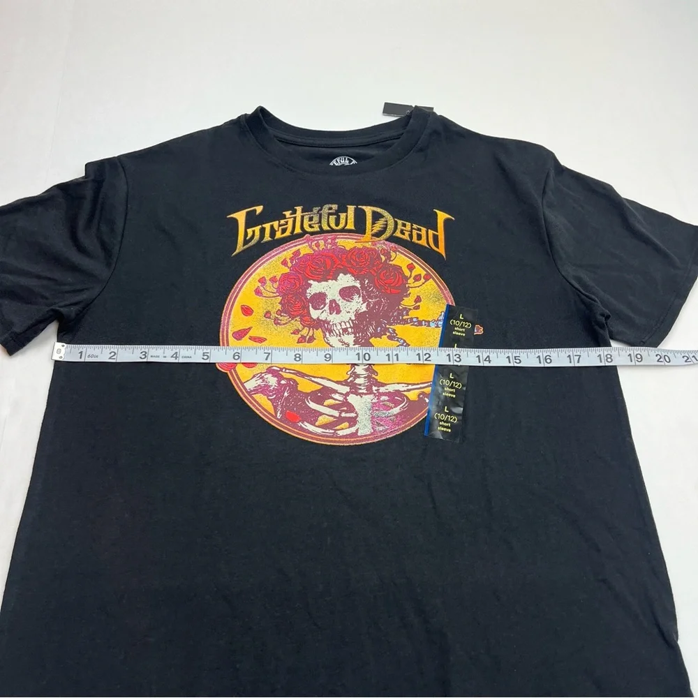 Grateful Dead Black Short Sleeve Shirt‎ Girls Size Large 10 / 12 Hippie Rock NEW